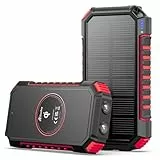 Hiluckey Wireless Solar Powerbank 26800mAh - Solar Ladegerät USB C Externer Akku mit 4 Outputs, Wasserdichtes Power Bank für Smartphones, Tablets und mehr