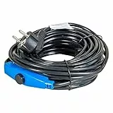 horizont Frostschutz Heizkabel mit Thermostat 8 m, ideal für Wasserleitung oder als Pflanzenheizung, wasserdichte Begleitheizung, Dachrinnenheizung selbstregulierend, Rohrbegleitheizung 230 V