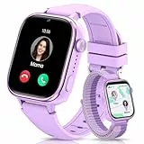 SWGOTA Smartwatch Kinder mit Telefon und GPS, 1.83' Kinderuhr Videoanrufe/Voice Chat/SOS/Schulmodus/SMS/SIM/Wecker, IP68 Kinder Smartwatch mit Schrittzähler Schlafen, Geschenk für Mädchen Junge, Lila