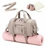 LEDAOU Sporttasche Damen mit Yogamattenhalter, 20L Kleine Reisetasche als Handgepäck, Leichte Gym Bag mit Schuh Taschen & Nassfach, Mini Gym Tasche Sport Duffel Bag für Gym, Yoga, Tanz