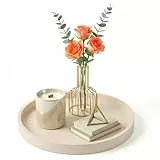Dekoratives Tablett, 23 cm rundes Tisch-Tablett, Silikon-Wohnaccessoire, Kosmetiktablett & Schmuckaufbewahrung, geeignet für Wohnzimmer, Schlafzimmer, Badezimmer (Beige)