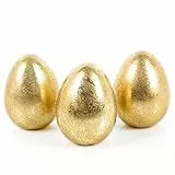 Ostereier Figuren Gold: 3 Stück: Eier Keramik, Osterdeko Modern, Deko Ostern, Dekoration Ei, Figur Edel, Oster-Figuren Tischdeko & Regal, Osterdekoration Frühling, Frühlingsdeko Innen, 8 x 6 cm