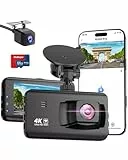 Dashcam Auto Vorne Hinten 4K, WiFi Dashcam mit 64GB SD Karte,Dash cam Auto mit Rückfahrassistent, Nachtsicht, 170°+140° Weitwinkel,3'IPS,Parküberwachung,G-Sensor,Loop-Aufnahme,Split Ladekabel,MAX 256G
