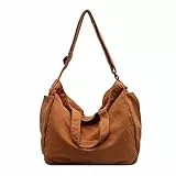X SIM FITNESSX Unisex Umhängetasche/Schultertasche Leinentasche Tasche Handtasche Canvas Bag Damen Shopper Tasche Fashion Stofftasche für Alltag/Büro/Schule/Reisen (Braun)