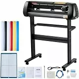 VEVOR Vinyl Schneidemaschine Schneideplotter 720 mm SignMaster Bodenständer, Schnittkraft 10-500 g, Schrittmotor, fünf Vinylrollen, 16 MB, 13,5 kg, Schwarz, 95 x 52 106 cm