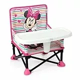 Bright Starts Disney Minnie Maus Pop ’N Sit Tragbare Sitzerhöhung, für drinnen und draußen, Bodensitz mit Esslernsitz, 6 Mon - 3 Jahre