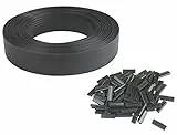 Windhager Sichtschutzstreifen für Doppelstabmatten Livingston, 4,6 cm x 50 m, Anthrazit, Sichtschutz Zaun, individuell anpassbar, langlebig, 07075