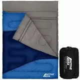 Active Era Professioneller 300 Warmer Mumienschlafsack, 300 g/m², doppellagige Füllung, 3-4 Jahreszeiten, für Camping, Wandern, Outdoor (Blau), Mumienschlafsack