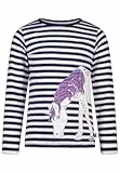 SALT AND PEPPER BY KIDS PARK Mädchen Langarmshirt mit Einhorn Stickerei-Applikation T-Shirt, True Navy, 140-146