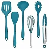 Joyfair Küchenutensilien Set, 6 Stück Silikon Küchenhelfer Kochbesteck Set, Blau Antihaft Pfannenwender Küchen zum Kochen & Backen, Hitzebeständiger & Lebensmittelqualität, Spülmaschinenfest