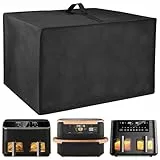 Hejo Staubschutz für Heißluftfritteuse, 49x40x30cm Hitzebeständige Wasserdichte Staubdichte Abdeckung für Ninja AF500EU, AF400EU, AF451EU, AF300EU, für Cookwise 9L, für COSORI 8.5L Air Fryer(Schwarz)