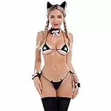 IDOPIP Damen Cosplay Dessous Set Japanische Anime Katze Kostüm Sexy Outfits für Cosplay Party, Halloween, Karneval Schwarz 02 one size