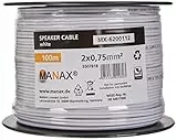 MANAX® 100m Zwillingslitze 2x 0,75mm² weiß Kabel 2-adrig (100m 0,75mm² - 1 Spule, weiß)