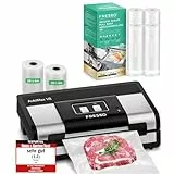 FRESKO Automatik-Vakuumier-Set V8 (140W, 18L/min) mit 2 Profi-Rollen (28cm x 6m) & Aufbewahrungsbox Vollautomatik, Trocken-/Feuchtmodus, inkl. 4 Rollen (28cm*6m*2pcs 20cm*6m*2pcs)