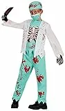 FIESTAS GUIRCA Zombie Skelett Arzt Kostüm – Blutige medizinische Chirurg Uniform – Halloween Kinder Kostüm für Jungen von 10-12 Jahren