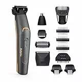 BaByliss MT987E Multi-Trimmer Graphite Precision 12-in-1, kabellos, Präzisionskopf, Körperkopf, Bartkopf, Nasen-/Ohrkopf, Rasierkopf