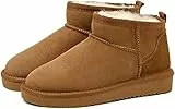 Mini-Stiefel für Frauen,Klassische Mini-Stiefelette mit gefüttert,Warme mit Fell gefütterte Winterstiefel mit Anti-Rutsch-Beschichtung(Braun,39 EU)