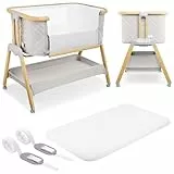Moby-System Dreemy 3in1 Beistellbett Baby & Reisebett mit Matratze - 7-stufig höhenverstellbar, abnehmbare Seitenwand, 4 Transporträder, für Kinder bis 9 kg
