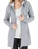CMTOP Damen Sweatjacke Hoodie Kapuzenpullover mit Zipper Sweatshirt Jacke Langarm Pullover Kapuzenpulli Outwear Kapuzenjacke Herbst Winter(hellgrau,L)