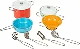 Small Foot Kochgeschirr-Set mit Zubehör aus Metall, für die Spielküche, Rollenspielzeug für Kinder ab 3 Jahren, Mehrfarbig