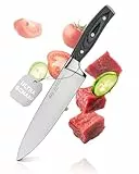 RÖSLE Kochmesser WOLFGREY 20 cm – Hochwertiges und scharfes Küchenmesser, universell einsetzbar für Fleisch, Fisch, Geflügel und Gemüse – Kochmesser mit ergonomischem Griff aus hochwertigem Pakkaholz