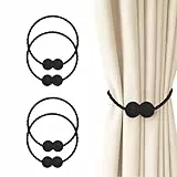 Hion Magnetische Vorhang Raffhalter Schwarz 4 Stück, Vorhang Raffhalter Schnallen Holdbacks Halter Haken Clip für Zuhause Schlafzimmer Büro Dekorativer Vorhang