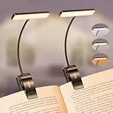 Gritin Leselampe Buch Klemme, USB Wiederaufladbare Buchlampe mit 19 LEDs, 3 Farbtemperatur Modi, Lange Laufzeit, Stufenlose Helligkeit Klemmlampe, 360° Flexibel Klemmleuchte, Schwarz- 2 Stück