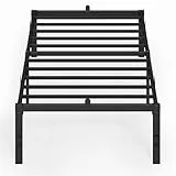 VASAGLE Einzelbettgestell, Bett, 90 x 200 cm, Metallbett, Bettrahmen, Unterbettaufbewahrung, modern, Gästebett, einfacher Aufbau, tintenschwarz RMB152BD01