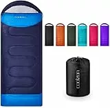 Coolzon Schlafsack Outdoor für Camping 3-4 Jahreszeiten, Erwachsene Deckenschlafsack Kleines Packmaß Ultraleicht Tragetasche, Weich Dick und Warm für , Reise, Wandern, Marine