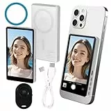 QESSUVNC Handy Selfie Monitor,Selfie Monitor Screen Kabellose Magnetische Handyhalterung für iPhone/Android Bluetooth mit Lautsprecher 3H Akku