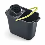 Mery | Rechteckiger Eimer mit Auswringer | Rechteckiger Eimer | 2 mm dicke Wände | Anatomischer Griff | Ausgusskanal | Fassungsvermögen: 12 Liter