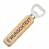MAJVI Personalisierbarer Flaschenöffner aus Holz und Edelstahl - Mit Wunschgravur Bieröffner Geschenk für Männer Papa Opa Vatertag Weihnachten