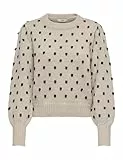 JdY Damen Jdysigrid Life L/S On Puff Pull KNT Noos Knit, Cement/Detail:w. Black Dots, M EU
