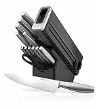 Ninja StaySharp Messerset aus Edelstahl, 14-teilig, Holzblock in Anthrazit & integrierter Messerschärfer, K62014EUUK