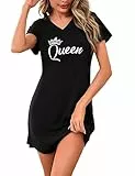 Bresdk Nachthemd Damen Schlafshirt Kurzarm Baumwolle Leicht Sleepshirt Sleepwear Sommer Nachtwäsche Frauen Schlafkleid