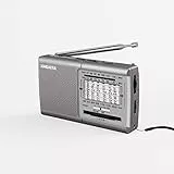 XHDATA D219 UKW/FM/AM Radio Batteriebetrieben Weltempfänger MiniRadio,Radio Retro für Haushalt Outdoor Camping Wandern TragbaresRadio Silber