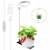 Kullsinss Pflanzenlampe LED Vollspektrum, 48 LEDs Pflanzenlicht, Höhenverstellbares Kleine Pflanzenlampe mit Abnehmbare Basis, Auto Timer, 10 Helligkeit, 3 Lichtmodi, Ideal Grow Light für Pflanzen