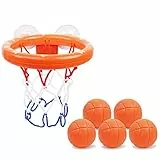 Vicloon Baby Badewannenspielzeug, Mini Basketballkorb mit 2 Saugnapf, 5 Bälle, Badezimmer Basketballkorb,Wasserspielzeug Kinder Spielzeug,Mini Basketballkorb Set für Wohnzimmer/Bad/Schlafzimmer