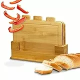 Cubesu Schneidebrett 3er Set aus Bambus (30x20x1,2cm) Holz Schneidebretter mit Saftrille für Gemüse, Fleisch, Brot & Co. - Cutting Board inkl. Ständer