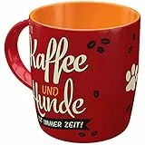 Nostalgic-Art Retro Kaffee-Becher, PfotenSchild – Kaffee und Hunde – Geschenk-Idee für Hunde-Besitzer, Keramik-Tasse / mit Spruch, Vintage, 330 ml, 1 Stück (1er Pack)