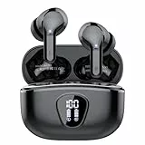 Kopfhörer Kabellos Bluetooth, Bluetooth Kopfhörer 5.3 In Ear,4 ENC Noise Cancelling Mic Ohrhörer, HiFi Stereo Tiefbass,40H Spielzeit, LED-Anzeige,IP7 Wasserdichte Earbuds,Touch Control, Dunkelschwarz