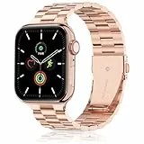 QAZNZ Metall Kompatibel mit Apple Watch Armband 46mm für iwatch Ultra 1-3 und Series 11 10 9 8 7 6 5 4 3 2 1 SE(42mm 44mm 45mm Roségold)