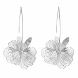 MIYUEFAN Blumen Ohrringe Damen, Statement Ohrringe, 14K Vergoldet Große Gold Hängende Ohrstecker, 3D Blumenohrringe Hypoallergen, Elegantes Modeschmuck Geschenk (Silber-Stil B)