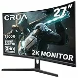 CRUA 27 Zoll Curved Gaming Monitor,165Hz PC Monitor,Full QHD 1440P Computer Display,Eye-Care-Screen with HIMI DP, Rahmenlos, FreeSync, Wandmontage für Büro und Zuhause