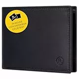 RUTAKO Leder Geldbörse Herren mit RFID Schutz - Portemonnaie mit Münzfach - Geldbeutel für Männer - Brieftasche Wallet Portmonee Schwarz