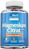 Magnesiumcitrat-Gummibärchen 1250mg für Erwachsene und Kinder (5+) - 60 vegane Gummibärchen - Beerengeschmack - 150mg elementares Magnesium & 80mg Vitamin C - Nu U Nutrition