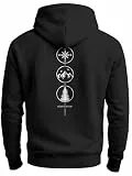 Neverless® Herren Hoodie Backprint Nature Symbole | Kompass | Berge | Baum Outdoor Männer Fashion Streetstyle Schwarz L