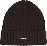 Calvin Klein Herren Strickmütze Classic Cotton Rib Beanie aus Baumwolle, Schwarz (Ck Black), Einheitsgröße