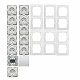 Berker S1 Steckdosen, Rahmen und Schalter Set 19tlg. 11x 47438989 Steckdose, 6x 10128989 2Fach Rahmen, 1x 3036 Wechselschalter, 1x 16208989 Wippe Polarweiß glänzend weiß