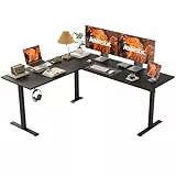 Agilestic L-förmig Höhenverstellbarer Schreibtisch mit den Maßen 150 x 125 cm, Ergonomischer Computertisch mit Stehen und Sitzen, Konzipiert für Eckräume, Schwarz